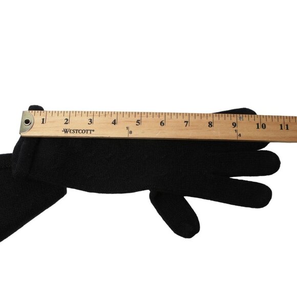 Ricki's Winter Acrylic Knit Gloves Rolled Hem Mid Arm Dotted Black NEW - Picture 6 of 6